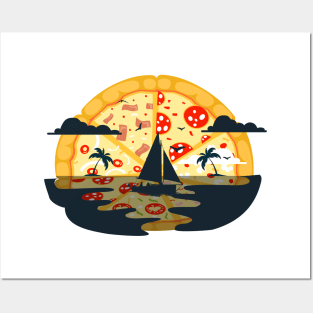 Pizza sunset illustration Posters and Art